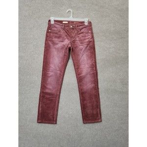 PILCRO Slim Boyfriend Crop Corduroy Pants Womens 26 Mauve Mid Rise Stretch